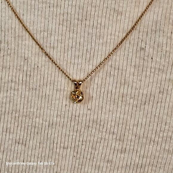 Biagi Barely There Necklace Gold Tone Chain Woven Ball Pendant Solitary Stone - Picture 1 of 8